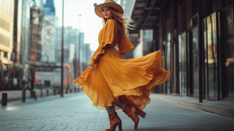 Tendencias de moda femenina: cómo combinar vestidos fluidos con botas cowboy